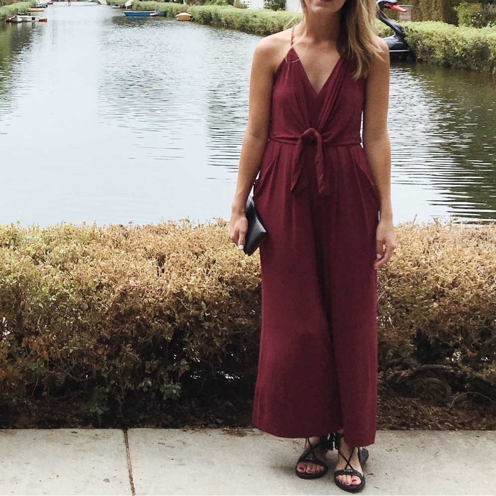 ANTHROPOLOGIE Moulinette Soeurs Burgundy Jumpsuit